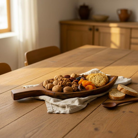 Wooden Leaf-Shaped Serving Tray