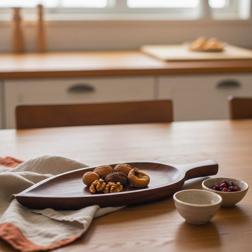 Wooden Leaf-Shaped Serving Tray