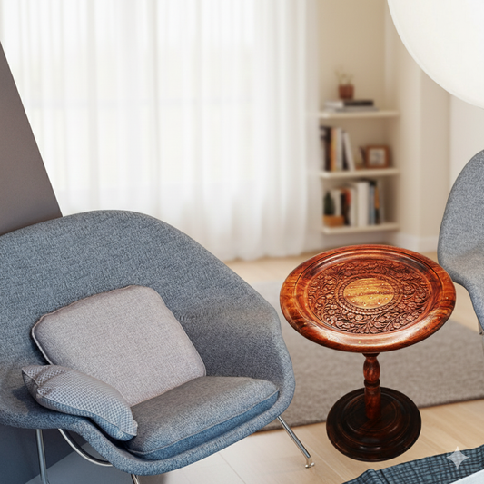 Handcrafted Wooden Brass Coffee Table