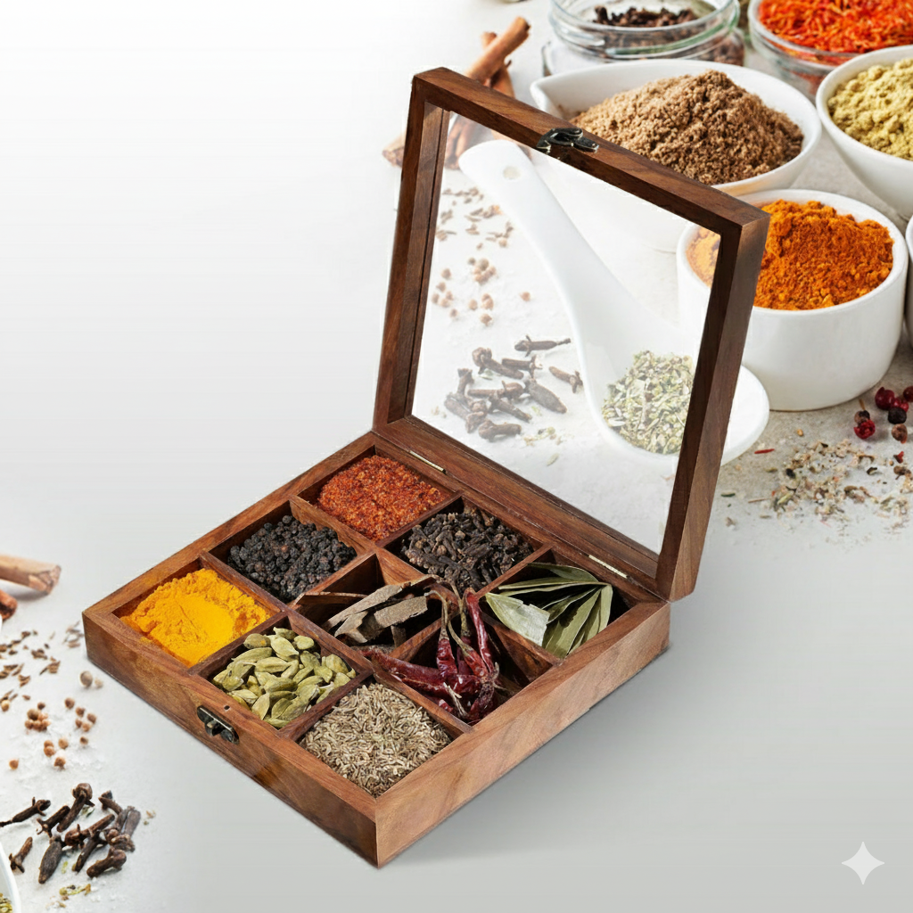 Handcrafted Wooden Spice Box